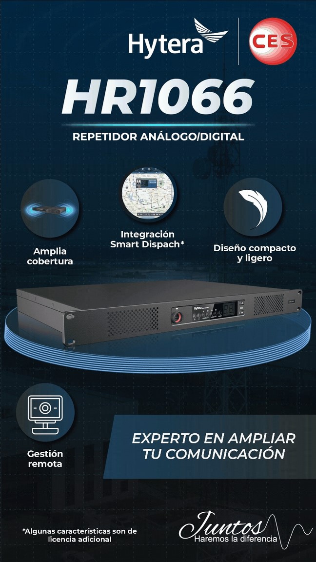 Publicación de RRSS para el repetidor Hytera HR1066, con íconos de características